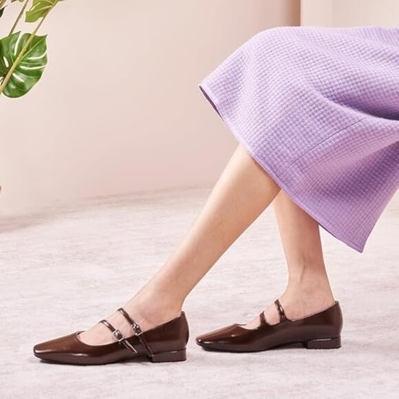 C.Paravano Women's Brown Flats Mary Jane Flats - Picture 2 of 5